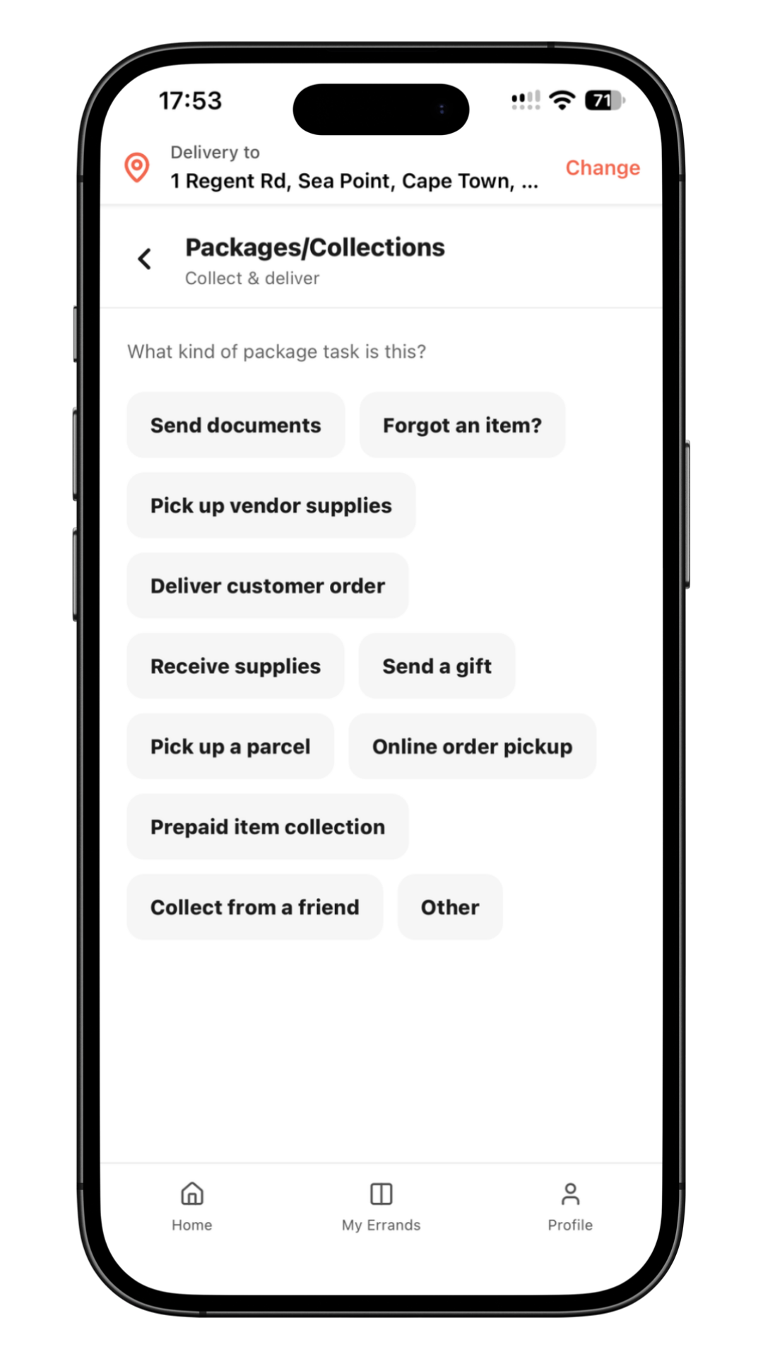 Packages & Collections screen in the Get Sorted app