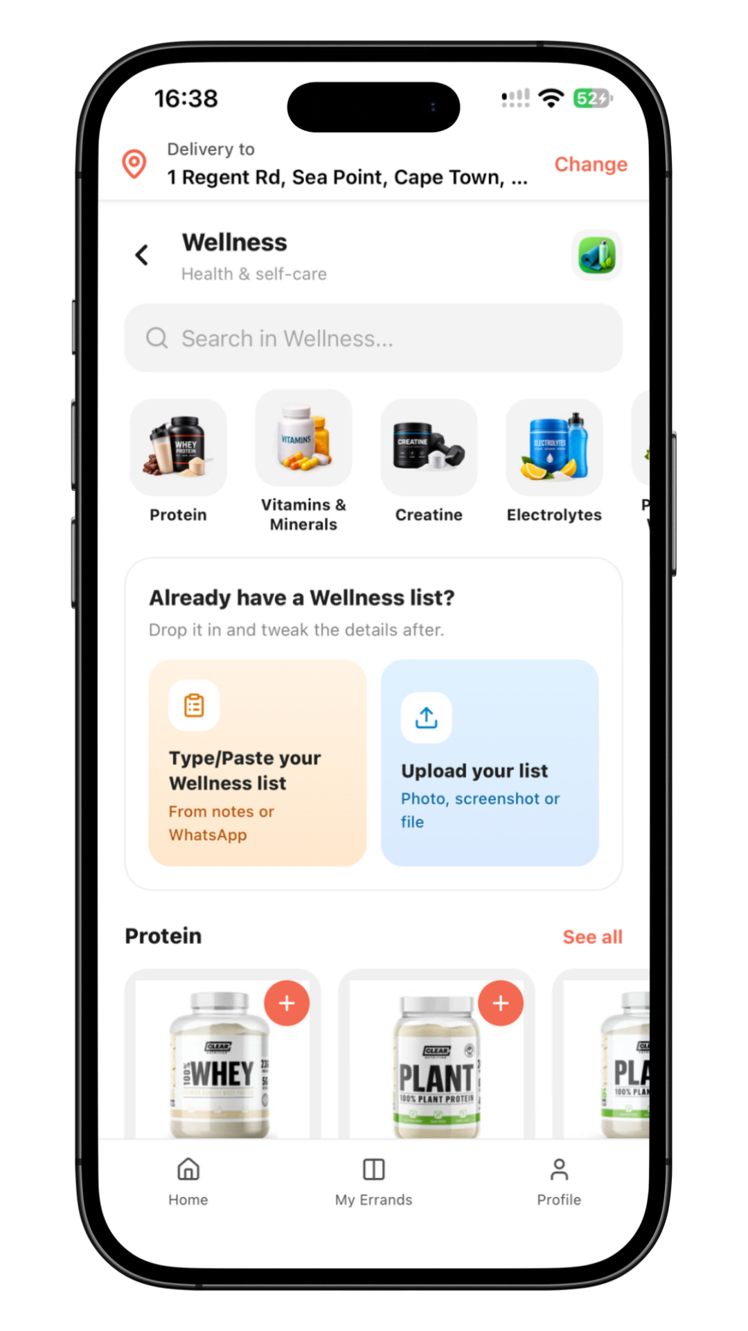 Wellness screen in the Get Sorted app
